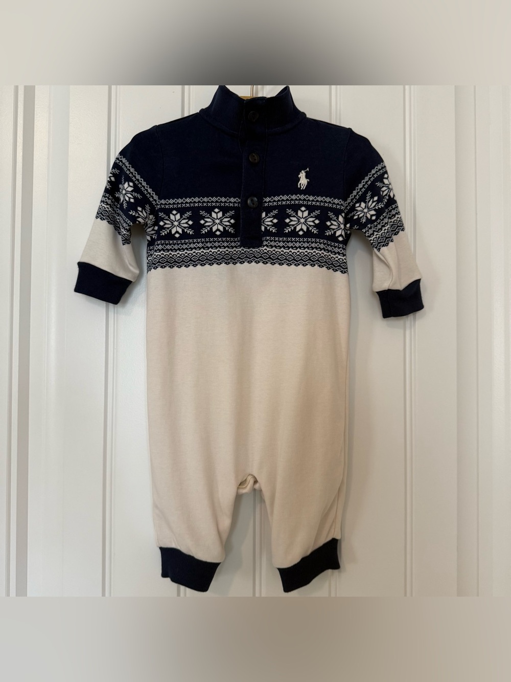 Ralph Lauren Baby Boy Fair Isle Snowflake Coverall Size 3M